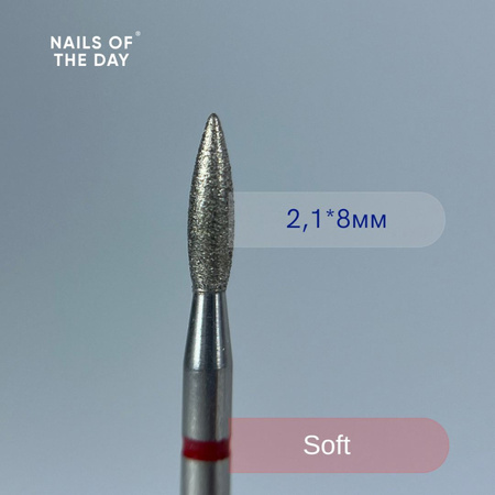 NAILSOFTHEDAY frez diamentowy do skórek - płomyk czerwony 2,1x8 mm